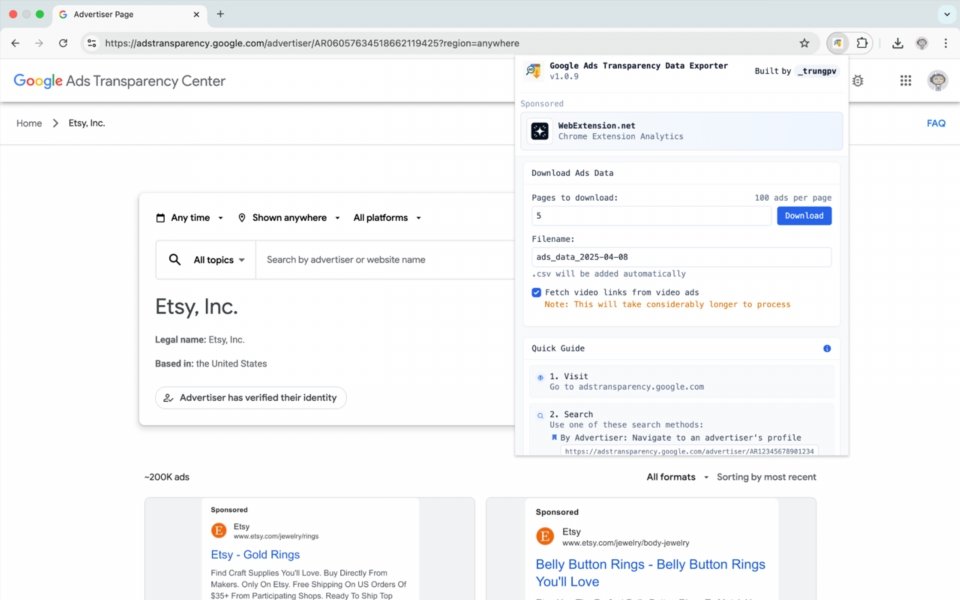 Google Ads Transparency fpsho